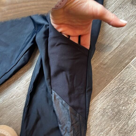 Lanston Sport Peloton Vincent Leggings Size Large Black Pocket High Waist Shiny - Picture 5 of 6